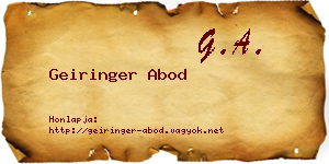 Geiringer Abod névjegykártya